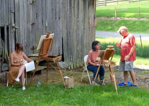 Paulette-and-Alba plein aire painting by barns